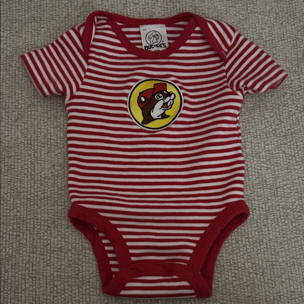 Red Striped Baby Bodysuit by Buc-ee's